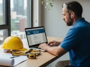 Worker completing OSHA 30 training online.