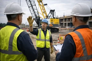Worker exercising stop work authority for safety